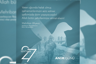 Mehriban Əliyeva Vətən müharibəsində həyatını itirən şəhidlərin xatirəsinin anıb