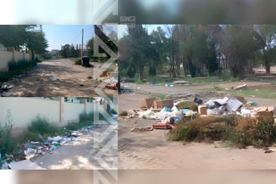 Gəncədə məktəbə gedən yol zibillikdən keçir