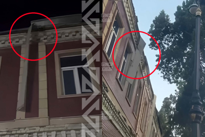 Gəncədə evin damından iri dəmir parçası sallanır - FACİƏNİN BİR ADDIMLIĞINDA