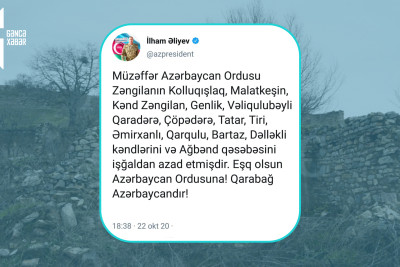 22 oktyabr 2020: Vətən Müharibəsinin 26-cı günü