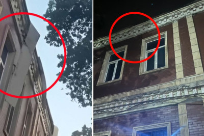 Gəncədə piyadalara təhlükə yaradan dəmir parçası götürülüb