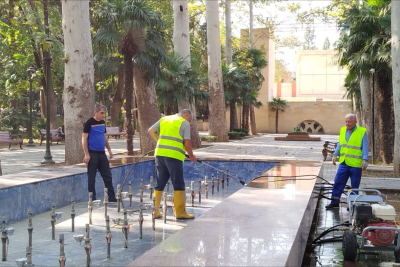 Fəvvarələrin təmizlənməsi işləri həyata keçirilib