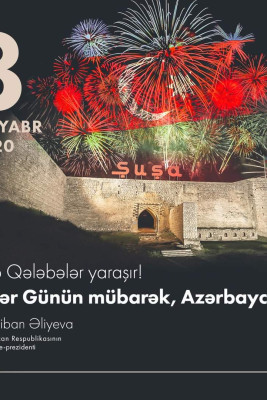 Mehriban Əliyeva Zəfər günü ilə əlaqədar paylaşım edib