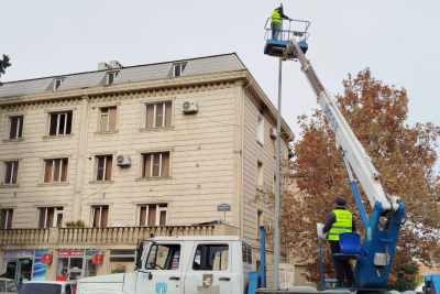 Gəncənin küçələrində LED işıqlandırma lampaları quraşdırılıb
