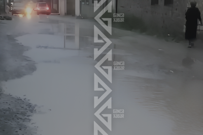 Gəncədə qəsəbə küçələri su altında qalıb