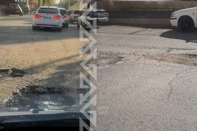 Gəncədə yolu təmir etmək əvəzinə GÖZDƏN PƏRDƏ ASDILAR