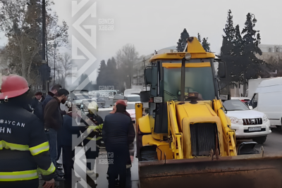 Gəncədə dövlət qurumuna məxsus texnika yandı - VİDEO