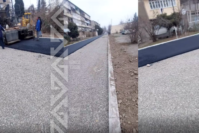 Gəncənin bu küçəsində yeni asfalt salınır