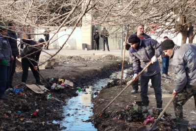 Gəncənin daha bir qəsəbəsində təmizlik işləri görülüb - FOTO