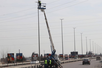 Gəncə-Bakı magistralında işıqlandırma sistemi yenilənib - FOTO