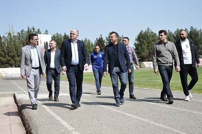 Yevlax şəhər stadionuna baxış keçirilib - FOTO