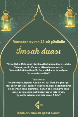 Ramazan ayının iyirmi dördüncü gününün imsak, iftar və namaz vaxtları - FOTO
