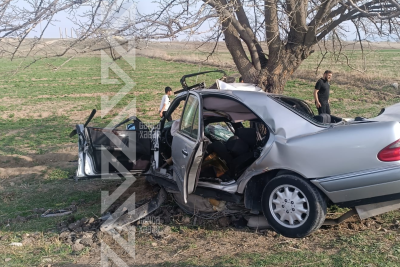 Minik maşını ağaca çırpılıb - FOTO