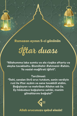 Ramazan ayının beşinci gününün imsak, iftar və namaz vaxtları
