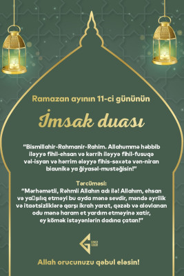 Ramazan ayının onbirinci gününün imsak, iftar və namaz vaxtları - FOTO