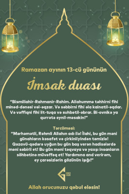 Ramazan ayının onüçüncü gününün imsak, iftar və namaz vaxtları - FOTO