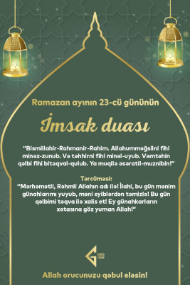 Ramazan ayının iyirmi üçüncü gününün imsak, iftar və namaz vaxtları - FOTO