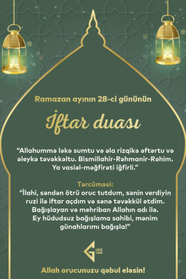 Ramazan ayının iyirmi səkkizinci gününün imsak, iftar və namaz vaxtları