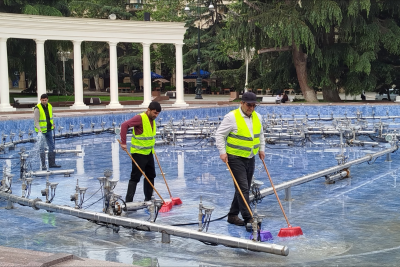 Gəncənin mərkəzində fəvvarələr təmizlənib - FOTO