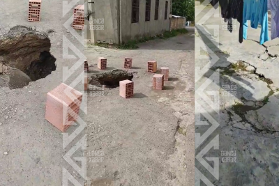 Gəncədə yol çökdü - VİDEO