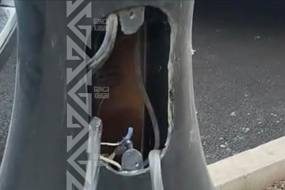 Gəncədə məktəb qarşısında təhlükəli dirək - ŞİKAYƏT+VİDEO