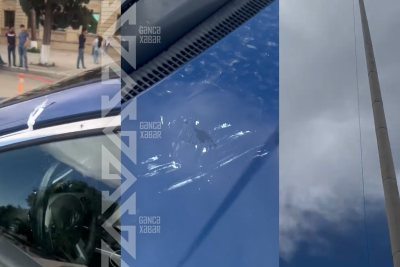 Gəncədə işçilər boya ilə 10-dan çox maşına ziyan vurublar - VİDEO