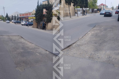 Gəncədə yeni asfalt qazılaraq dağıdılıb
