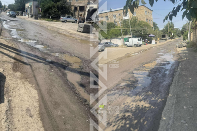 Gəncədə küçə palçıq dənizinə çevrilir