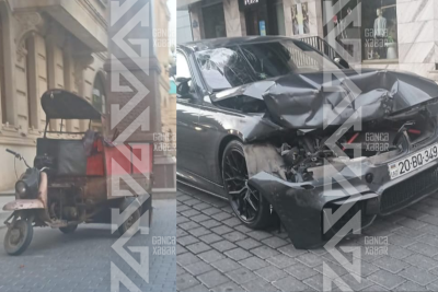 Gəncədə BMW yük motosikletinə çırpıldı, 3 nəfər xəsarət aldı