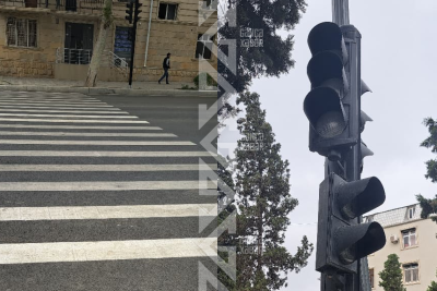Gəncədə məktəb qarşısında TƏHLÜKƏ