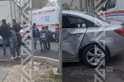 Gəncədə təcili tibbi yardım avtomobilləri eyni yerdə iki qəza törətdi