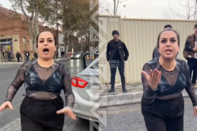 Gəncədə qadın sürücü kuryerə hücum etdi, söyüşlər söydü