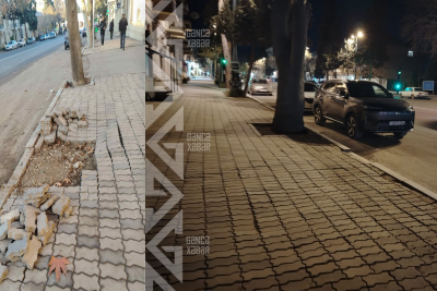 Gəncədə piyada səkisi bərpa edildi