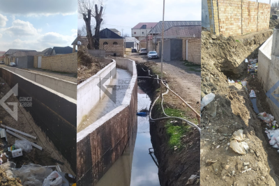 Gəncədə kanalizasiya xətti çəkilən ərazi üfunət içində qaldı