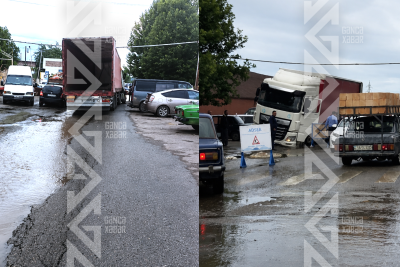 Gəncədə "TIR"ın çökəkliyə düşdüyü yol illərdir TƏMİR GÖZLƏYİR