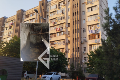 Gəncədə 72 ailənin yaşadığı bina çirkab sularına qərq olub
