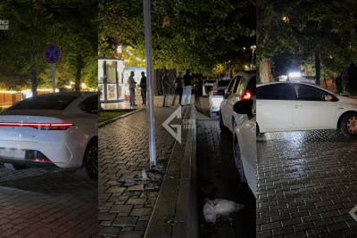 "Gəncə Mall" önündə taksilər avtobusların hərəkətinə mane olurlar