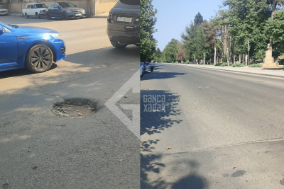 Gəncədə yol problemi: Çuxurlar sürücüləri çətin vəziyyətdə salır